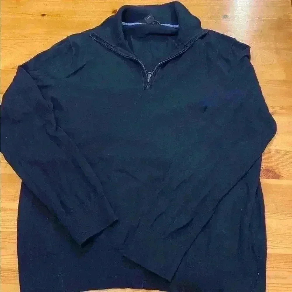 Banana Republic 1/4 Zip Sweater 85% Pima Cotton 15% Cashmere Size L men navy